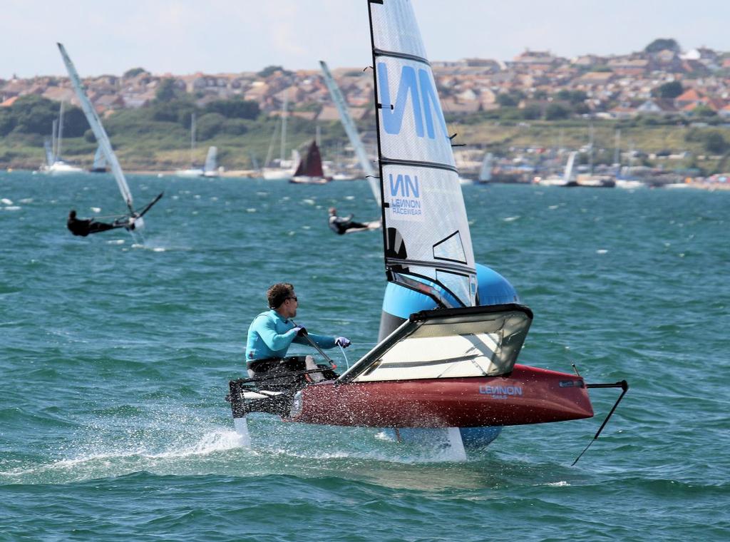 Mike Lennon on day 3 of the VRsport.tv International Moth UK Nationals in Weymouth © Mark Jardine / IMCAUK